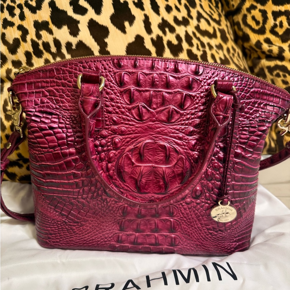 Brahmin Duxbury  leather satchel in hard to find POMEGRANATE!